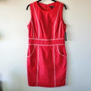 5 SALE Sharagano 12 Denim Pink Red Dress